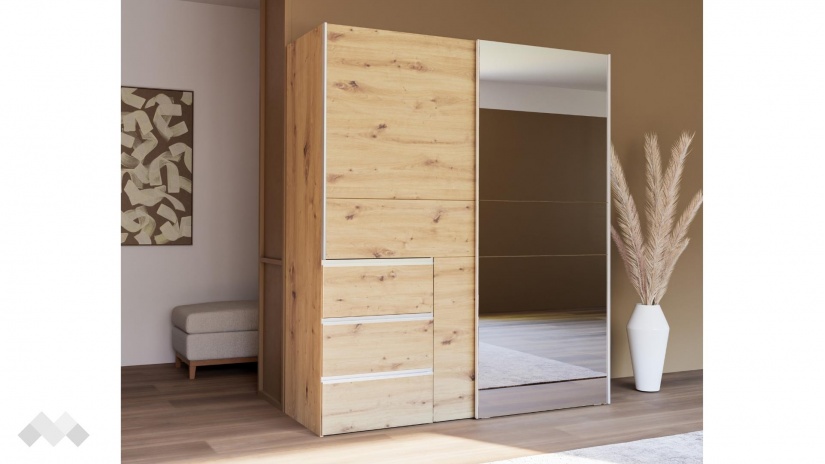 Гардероб Триумф с плъзгащи врати дъб артисан - изглед 1