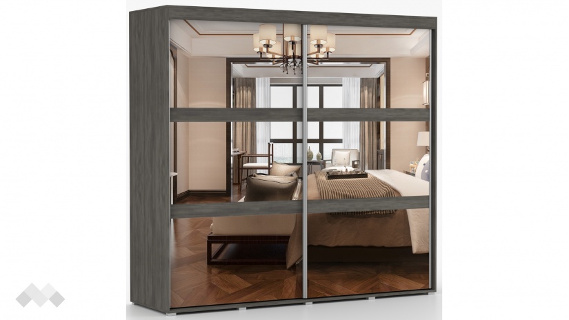 Гардероб Латте с плъзгащи врати тъмен норвежки бор - изглед 2 - МебелМаг Гардероб Латте с плъзгащи врати тъмен норвежки бор - изглед 2