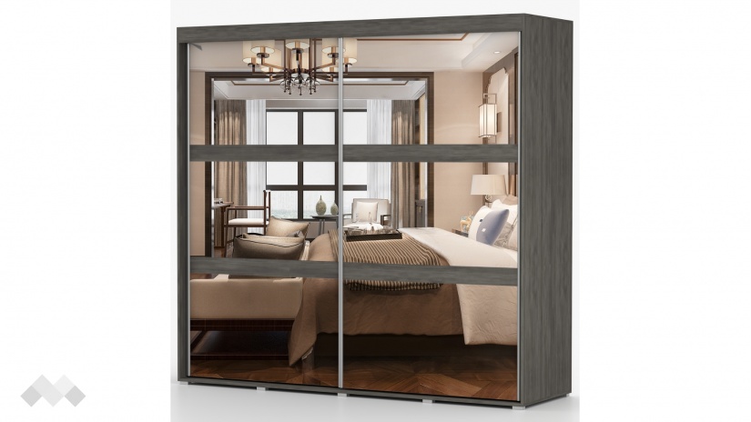 Гардероб Латте с плъзгащи врати тъмен норвежки бор - изглед 3 - МебелМаг Гардероб Латте с плъзгащи врати тъмен норвежки бор - изглед 3