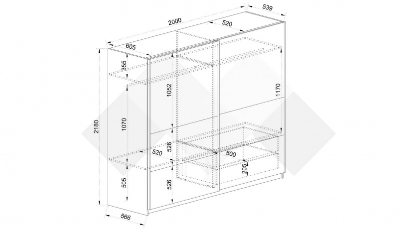 Гардероб Захир с плъзгащи врати мока с лате - изглед 5