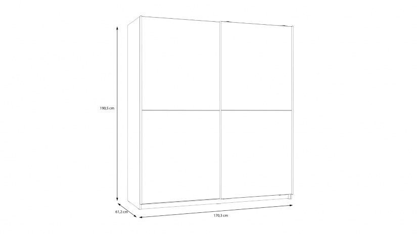 Гардероб с рафтове с плъзгащи врати пясъчен дъб - изглед 3 - МебелМаг Гардероб с рафтове с плъзгащи врати пясъчен дъб - изглед 3