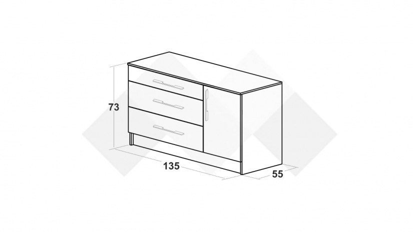 Голям скрин Калифорния бял с бял гланц и антик - изглед 2 - МебелМаг Голям скрин Калифорния бял с бял гланц и антик - изглед 2