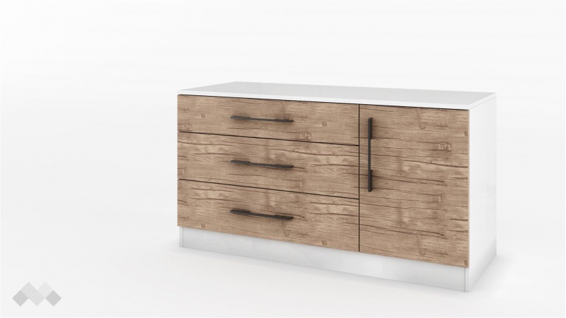 Голям скрин Калифорния бял с бял гланц и антик - изглед 1 - МебелМаг Голям скрин Калифорния бял с бял гланц и антик - изглед 1