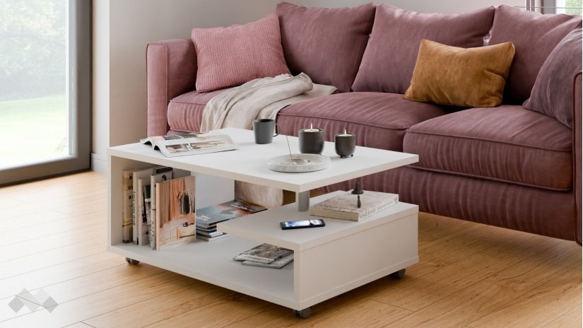 Холна маса Байли бяло гладко - изглед 1 - МебелМаг Холна маса Байли бяло гладко - изглед 1