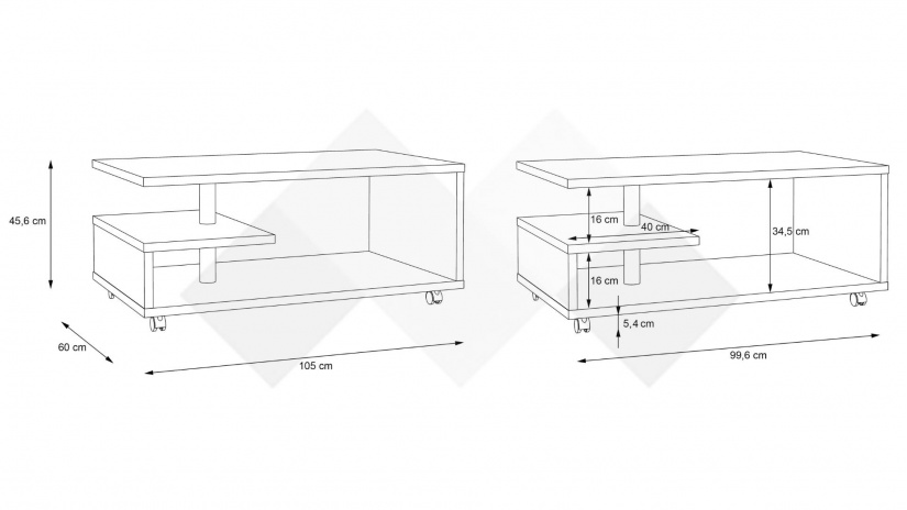 Холна маса Байли светло сиво - изглед 3