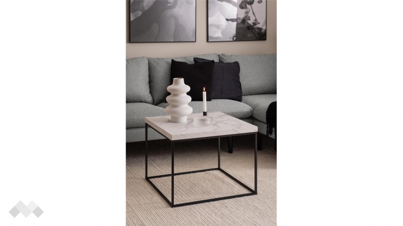 Холна маса Бароса бял мрамор с черно - изглед 5 - МебелМаг Холна маса Бароса бял мрамор с черно - изглед 5