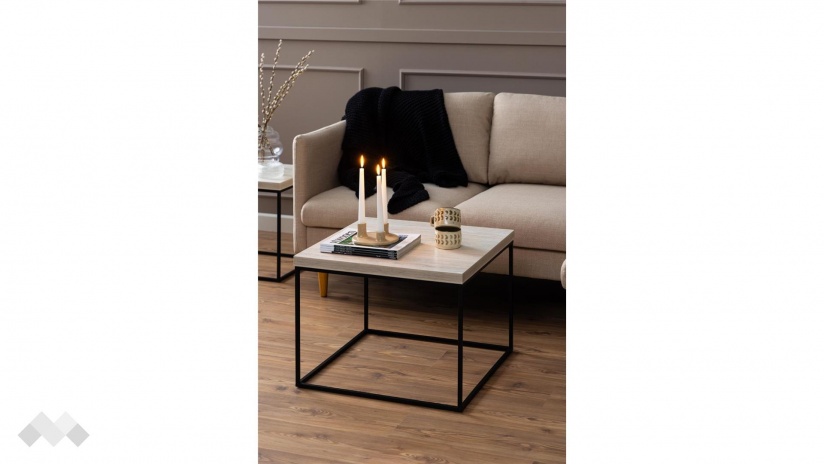 Холна маса Бароса травертин с черно - изглед 4 - МебелМаг Холна маса Бароса травертин с черно - изглед 4