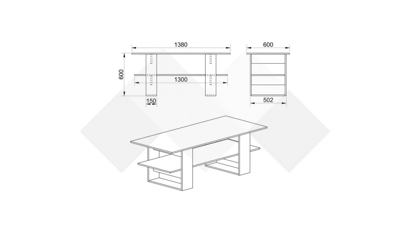Холна маса Доминик сонома арвен с бяло гладко - изглед 2 - МебелМаг Холна маса Доминик сонома арвен с бяло гладко - изглед 2