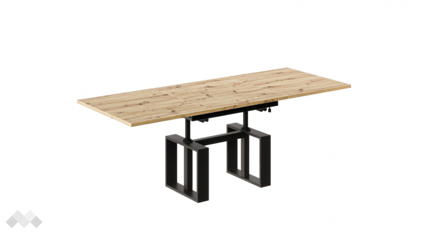 Холна маса Емполи разтегателна дъб артисан с черно - изглед 4 - МебелМаг Холна маса Емполи разтегателна дъб артисан с черно - изглед 4
