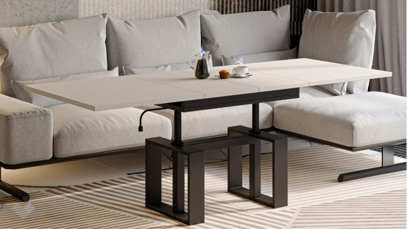 Холна маса Емполи разтегателна кашмир с черно - изглед 2 - МебелМаг Холна маса Емполи разтегателна кашмир с черно - изглед 2