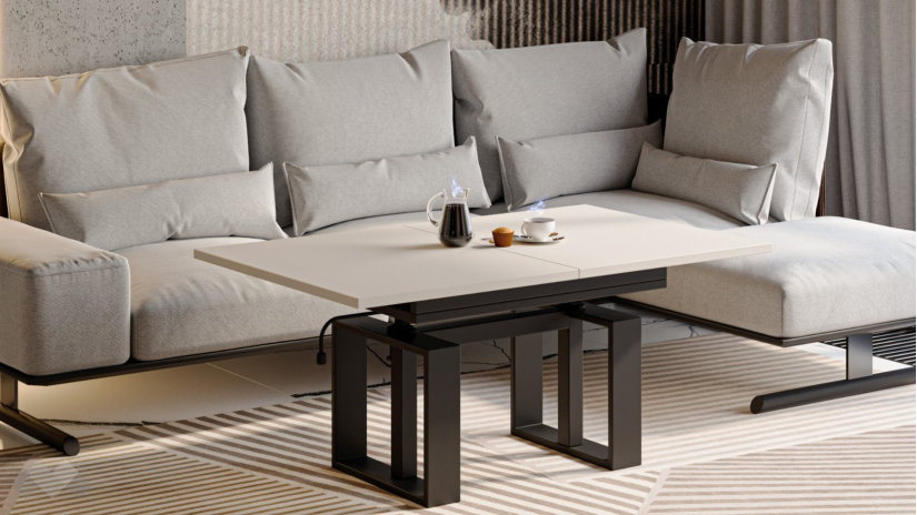 Холна маса Емполи разтегателна кашмир с черно - изглед 1 - МебелМаг Холна маса Емполи разтегателна кашмир с черно - изглед 1