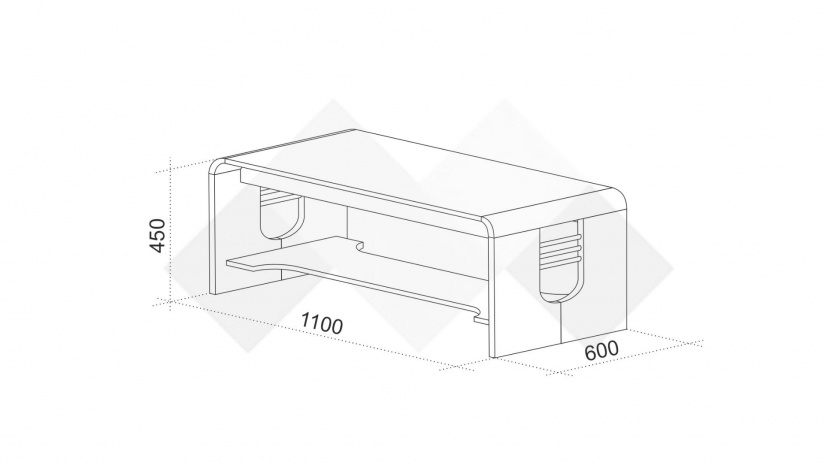 Холна маса Ира черно шагре с дъб крафт бял - изглед 2