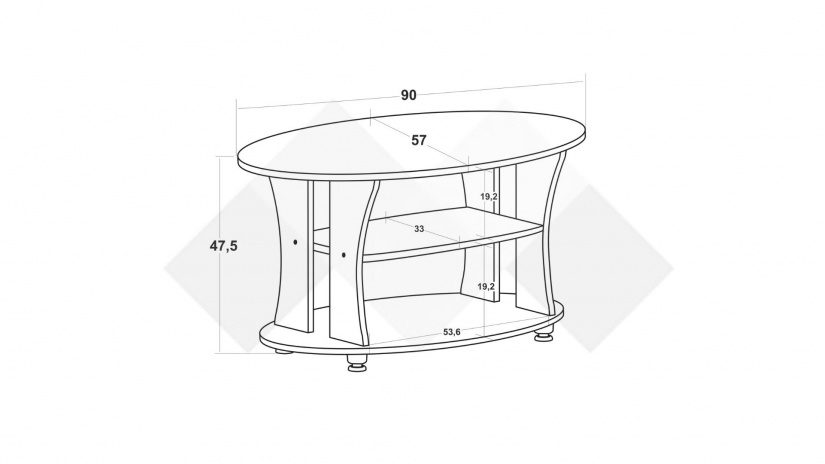 Холна маса Камилия бял с антрацит - изглед 3