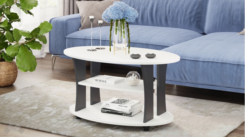 Холна маса Камилия бял с антрацит - изглед 1