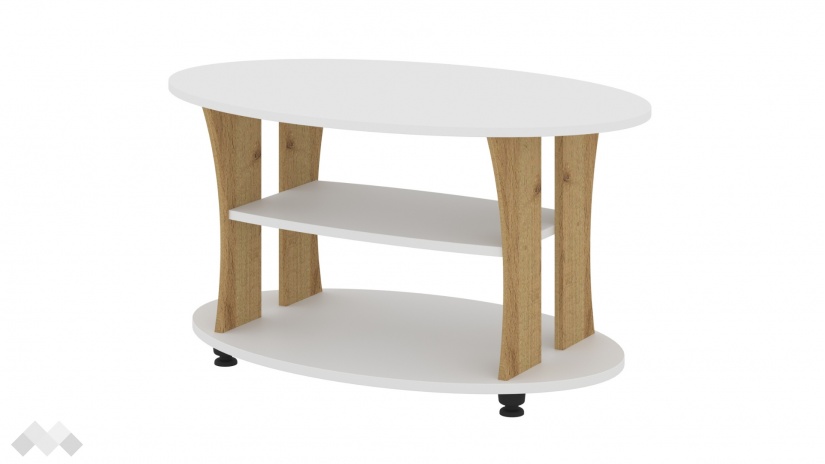 Холна маса Камилия златен дъб с бяло - изглед 2 - МебелМаг Холна маса Камилия златен дъб с бяло - изглед 2