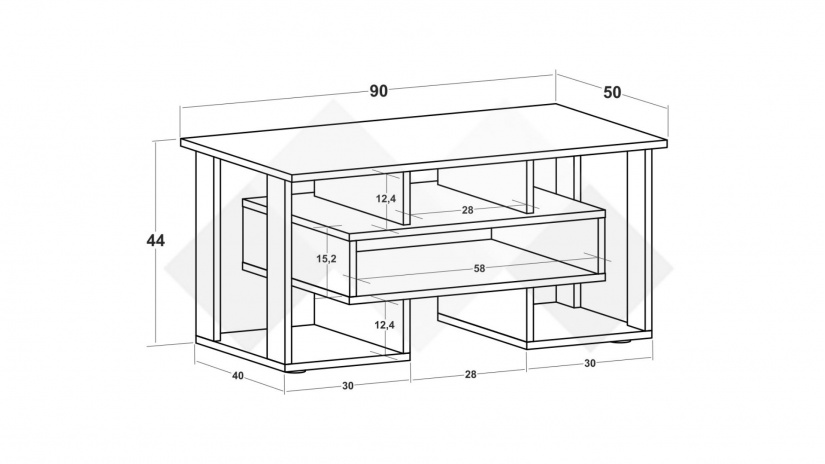 Холна маса Малахит златен дъб с антрацит - изглед 3