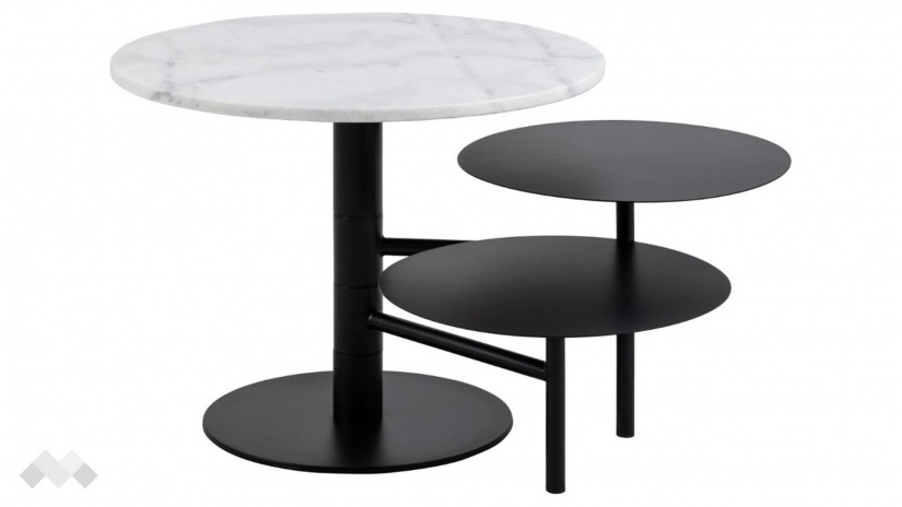 Холна маса Трио бял мрамор с черен мат - изглед 1