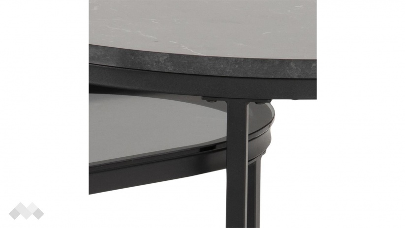 Холна маса Спиро комплект маси черен мрамор с черно - изглед 3 - МебелМаг Холна маса Спиро комплект маси черен мрамор с черно - изглед 3