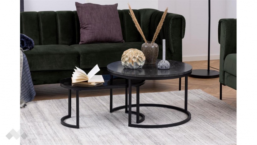 Холна маса Спиро комплект маси черен мрамор с черно - изглед 8 - МебелМаг Холна маса Спиро комплект маси черен мрамор с черно - изглед 8