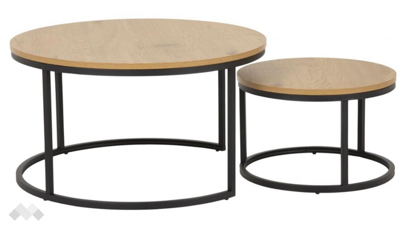 Холна маса Спиро комплект маси тъмен дъб с черно - изглед 2 - МебелМаг Холна маса Спиро комплект маси тъмен дъб с черно - изглед 2