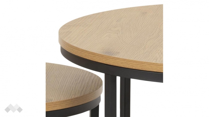 Холна маса Спиро комплект маси тъмен дъб с черно - изглед 4 - МебелМаг Холна маса Спиро комплект маси тъмен дъб с черно - изглед 4