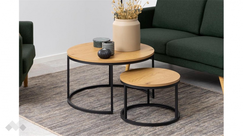 Холна маса Спиро комплект маси тъмен дъб с черно - изглед 8 - МебелМаг Холна маса Спиро комплект маси тъмен дъб с черно - изглед 8