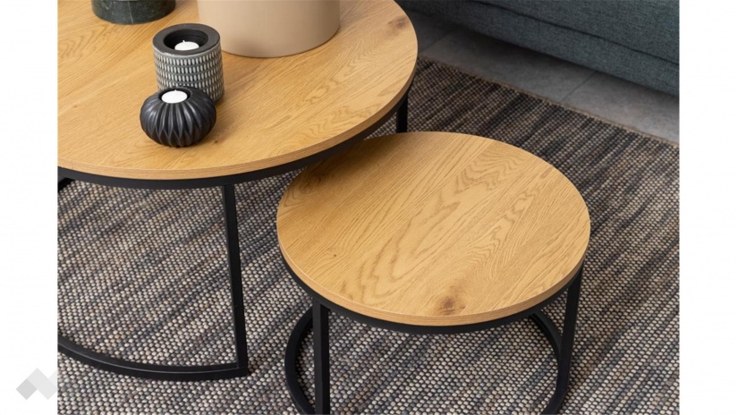 Холна маса Спиро комплект маси тъмен дъб с черно - изглед 9 - МебелМаг Холна маса Спиро комплект маси тъмен дъб с черно - изглед 9