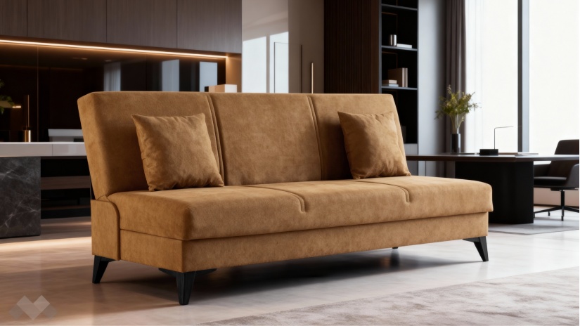 Клик-клак канапе Мерит триместни горчица - изглед 1 - МебелМаг Клик-клак канапе Мерит триместни горчица - изглед 1