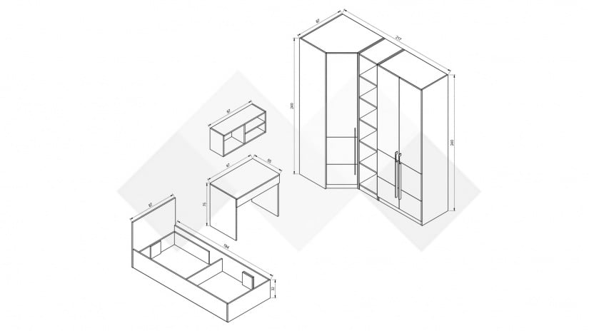 Спален комплект Комо К2 орех селект тъмен с кашмир - изглед 5