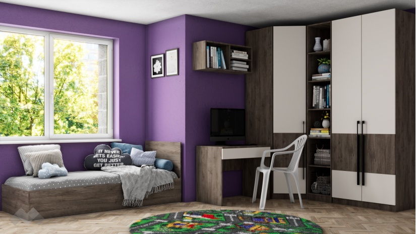 Спален комплект Комо К2 орех селект тъмен с кашмир - изглед 2