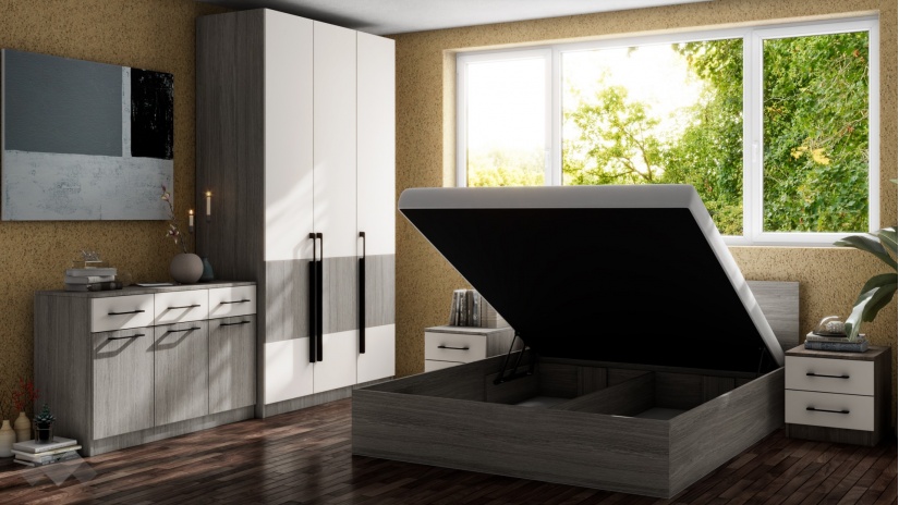 Спален комплект Комо К4 дъб ърбан ойстър с бяло - изглед 4