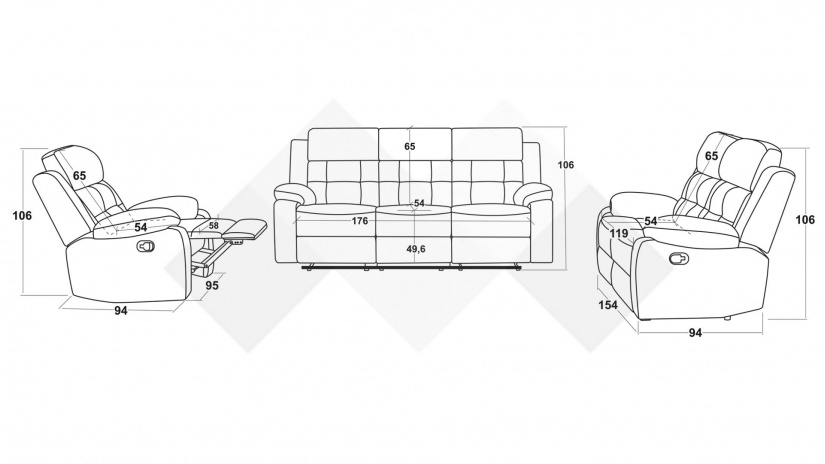Комплект дивани за дневна Регент комплекти сив - изглед 3