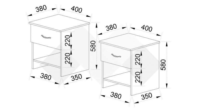 Нощни шкафчета Еридан кашмир с капучино мат - изглед 5