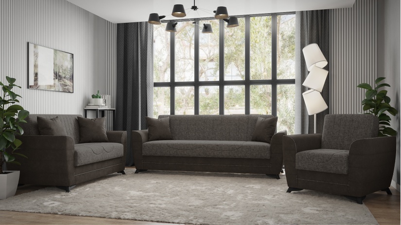 Комплект дивани за дневна Ялта комплекти сив с черно - изглед 1