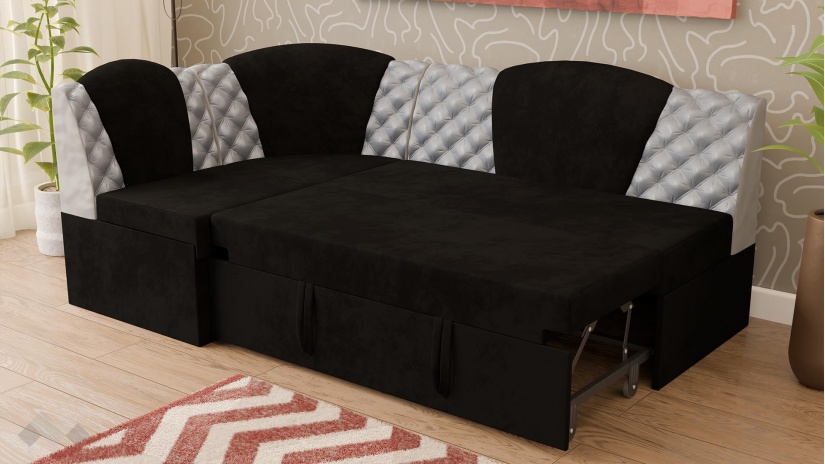 Кухненски ъгъл Кадилак универсален ъгъл черен със сребристо - изглед 5 - МебелМаг Кухненски ъгъл Кадилак универсален ъгъл черен със сребристо - изглед 5