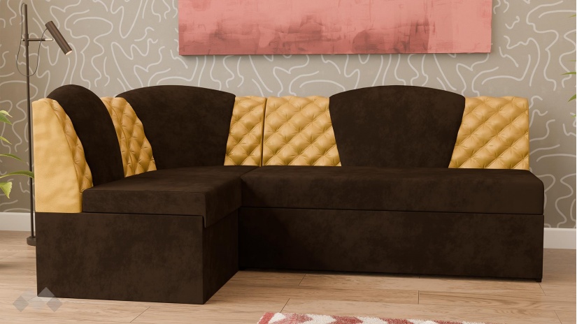 Кухненски ъгъл Кадилак универсален ъгъл кафяв със златисто - изглед 2