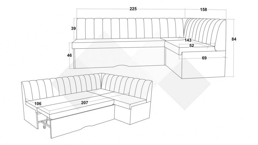 Кухненски ъгъл Кариби с посока кафяв - изглед 5 - МебелМаг Кухненски ъгъл Кариби с посока кафяв - изглед 5