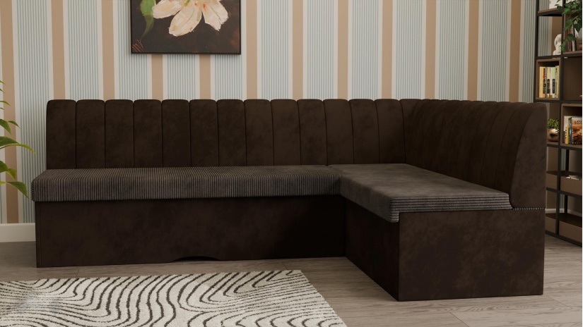 Кухненски ъгъл Кариби с посока кафяв - изглед 2 - МебелМаг Кухненски ъгъл Кариби с посока кафяв - изглед 2