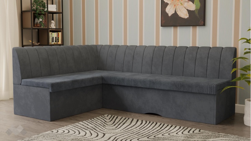 Кухненски ъгъл Кариби с посока сив - изглед 1 - МебелМаг Кухненски ъгъл Кариби с посока сив - изглед 1