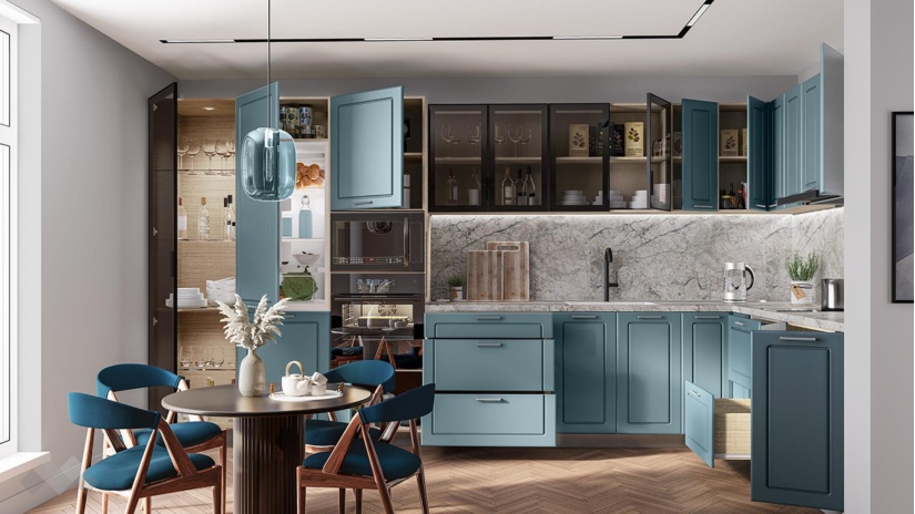 Кухня Дана ъглови деним мат с мока - изглед 2