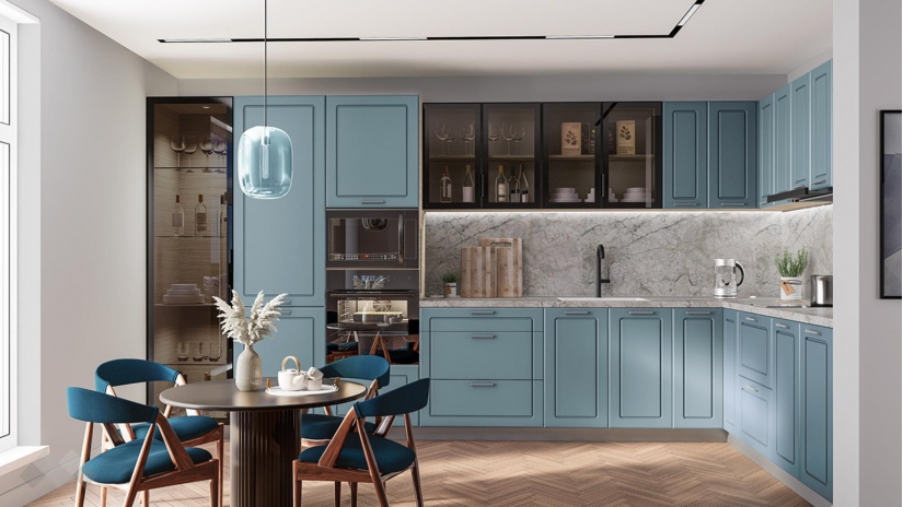 Кухня Дана ъглови деним мат с мока - изглед 1