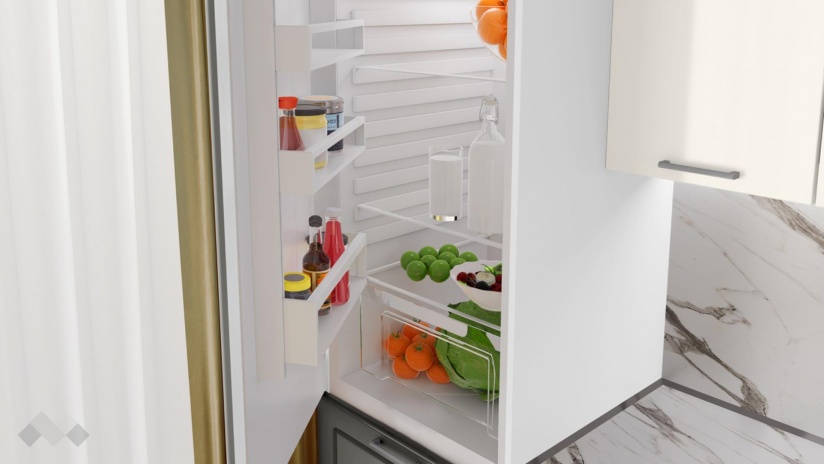 Кухня Зева прави цимент мат с крийм гланц и бяло гладко - изглед 4 - МебелМаг Кухня Зева прави цимент мат с крийм гланц и бяло гладко - изглед 4