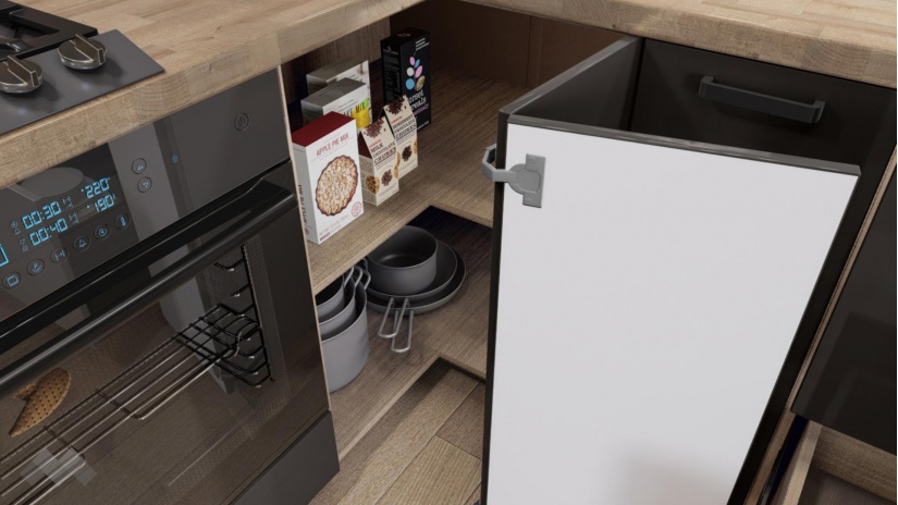 Кухня Ароса ъглови антрацит гланц с мока - изглед 5