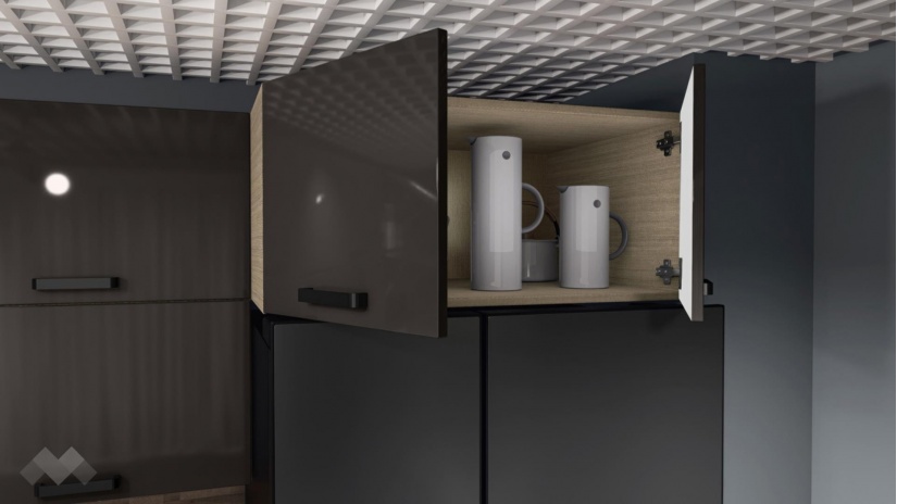Кухня Ароса ъглови антрацит гланц с мока - изглед 8