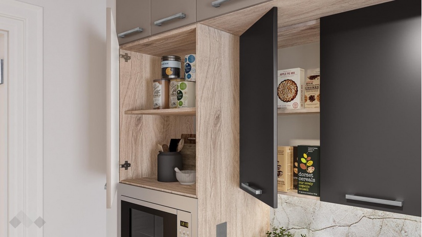 Кухня Бали прави капучино мат с карбон мат и сонома арвен - изглед 2