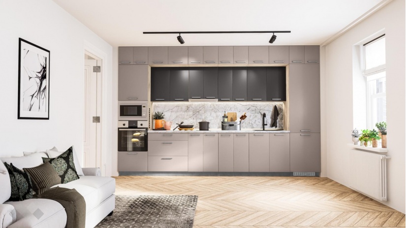 Кухня Бали прави капучино мат с карбон мат и сонома арвен - изглед 1