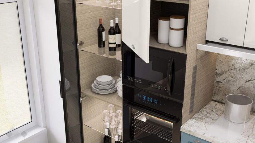 Кухня Исма прави деним мат с крийм гланц и мока - изглед 3