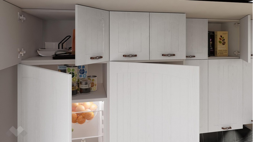 Кухня Кали с остров бял фладер с бяло гладко - изглед 4 - МебелМаг Кухня Кали с остров бял фладер с бяло гладко - изглед 4