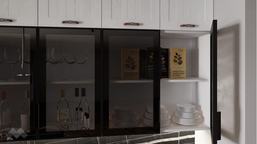 Кухня Кали с остров бял фладер с бяло гладко - изглед 5 - МебелМаг Кухня Кали с остров бял фладер с бяло гладко - изглед 5