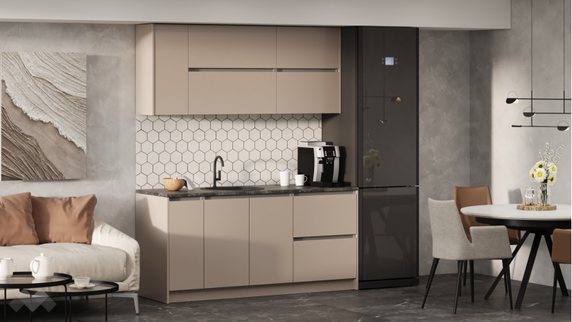 Кухня Норд А4 модулни кашмир със сиво - изглед 1 - МебелМаг Кухня Норд А4 модулни кашмир със сиво - изглед 1